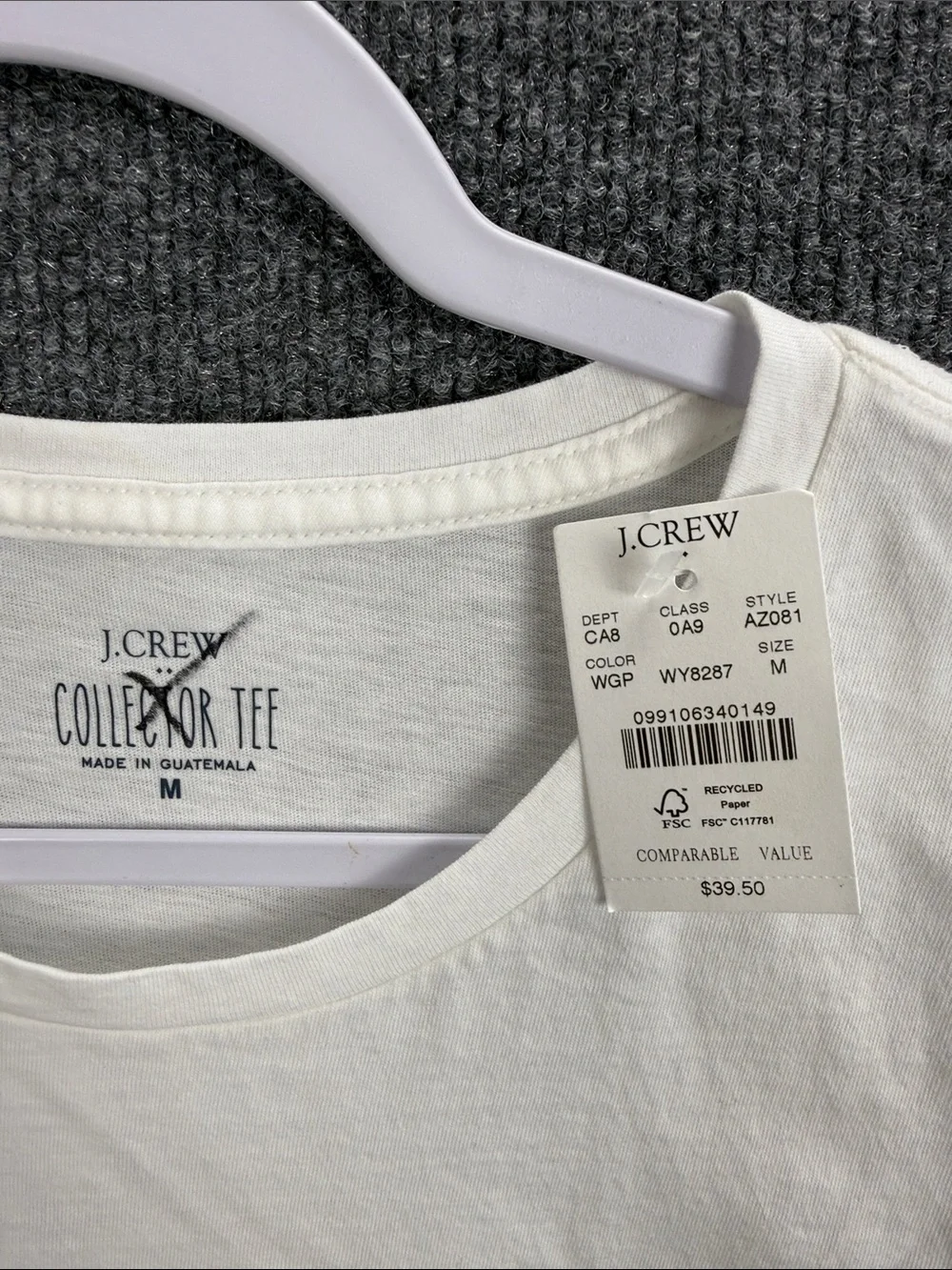 J. Crew White Short Sleeve Tee with Orange Pumpkin Motif Medium